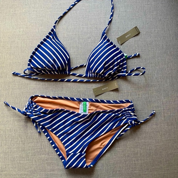 NWT J Crew bikini bottom blue and white stripes Small - Picture 2 of 4